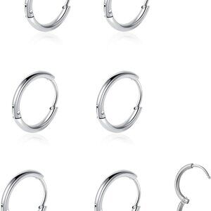 3 Pairs 6/8/10mm Gold Plated Surgical Steel Cartilage Hoop Earrings for Women Me